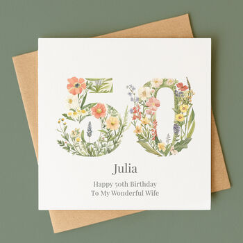 Personalised Botanical Birthday Card – Any Age, 3 of 9
