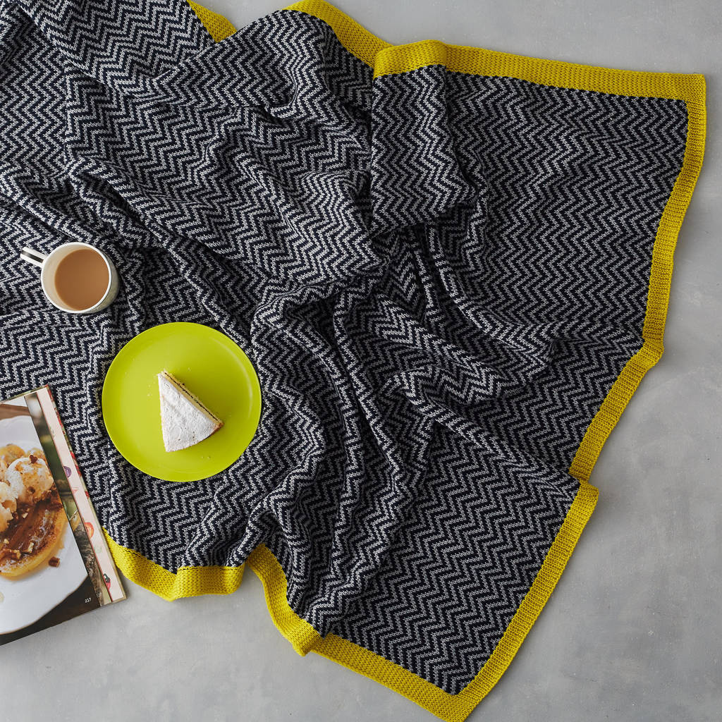 Merino Wool Blend Zig Zag Blanket By Lala&Bea