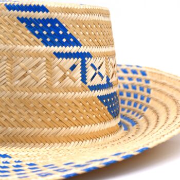 Azure Blue Short Brim Straw Hat, 4 of 6