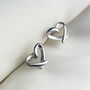 Sterling Silver Simple Heart Outline Stud Earrings, thumbnail 5 of 8