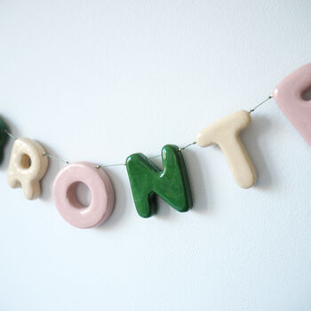 Handmade Personalised Clay Name Garland With Floral Design, 2 of 5
