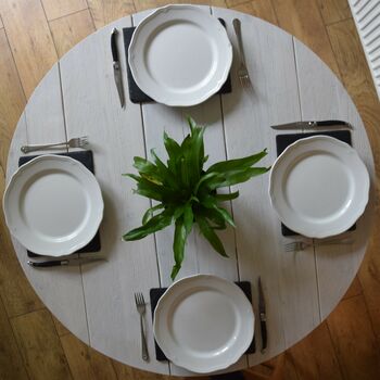 Indoor Reclaimed Wooden White Round Table, 3 of 7