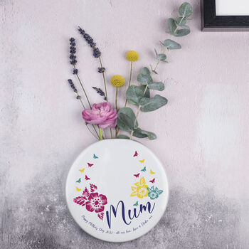Personalised Mothers Day Flowers Ceramic Wall Vase, 3 of 5
