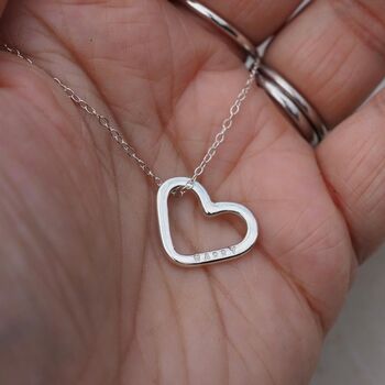 Personalised Hand Stamped Open Heart Necklace, 3 of 10