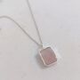 The Rectangle Rose Quartz Necklace, Silver, thumbnail 3 of 9