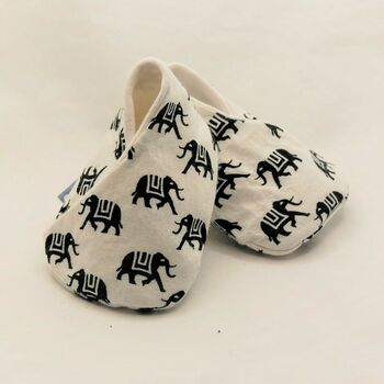 Eco Baby Shoes In Elephant Print Fabric, 3 of 12