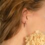 Black Sterling Silver Spike Drop Hoop Earrings, thumbnail 2 of 9