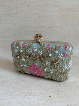 Floral Mint Green Clutch Bag, 10 of 12