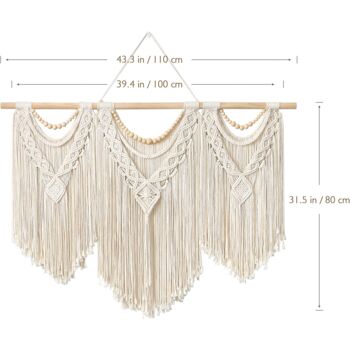 Set Of Three Macrame Wall Hanging Large Woven Tapestry, 2 of 8