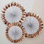 Rose Gold Foiled Pin Wheel Fan Decorations, thumbnail 1 of 3
