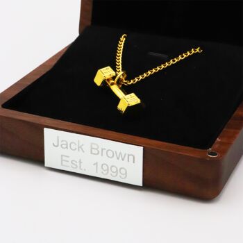 Personalised Gold Coloured Dumbbell Pendant Necklace, 2 of 5