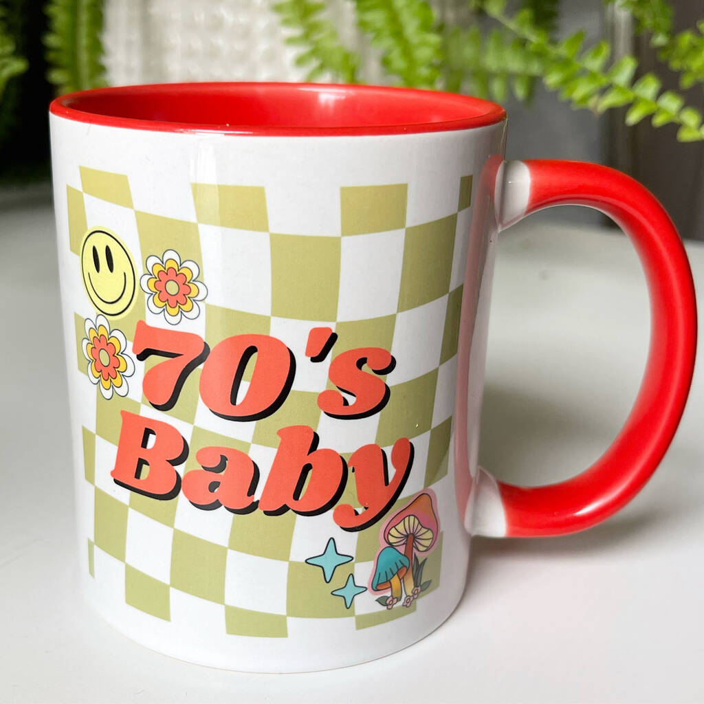 Personalised 70's Baby Decade Mug Birthday Gift, 1 of 5