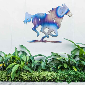 Running Horse Metal Garden Art, Outdoor Wall Decor For Garden Or Patio, 6 of 12