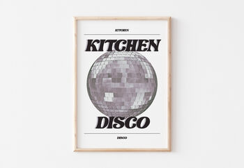 Retro Disco Ball Kitchen Disco Wall Print, 3 of 5