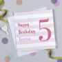 Candy Stripe 5th Birthday Card, thumbnail 7 of 7