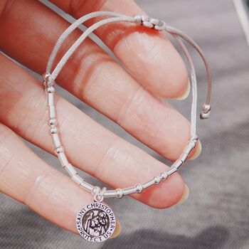 Protection Morse Code St Christopher Silver 925 Bracelet, 2 of 9