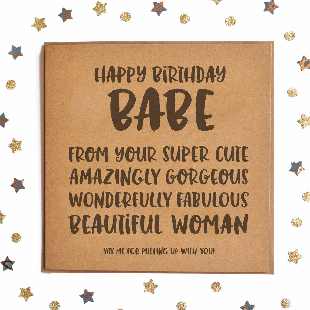 Happy Birthday Babe From Girlfriend Woman Square Card By Lady K Designs Notonthehighstreet Com