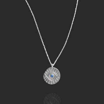 Eye Coin Sterling Silver Evil Eye Necklace, 2 of 3