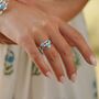 Handmade Three Blue Fire Opal Gemstone Ring, thumbnail 2 of 10