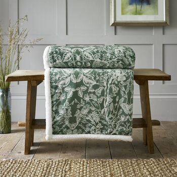 Luxury Sherpa Fleece Throw Secret Garden Green 41021026, 3 of 4