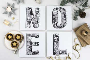 Noel Christmas Placemats Set Of Four, 5 of 7
