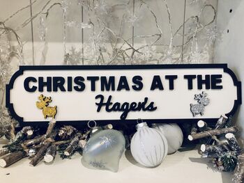 Personalised Surname Christmas Vintage Style Roadsign, 5 of 9