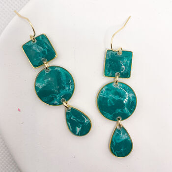 Geometric Green Statement Earring, Clay And Resin, 5 of 10