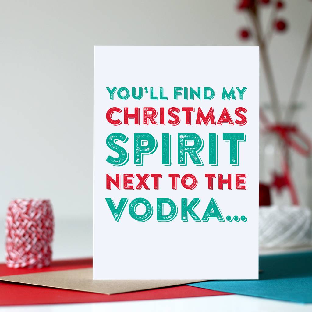 Christmas Spirit Vodka Funny Greeting Card funny christmas cards