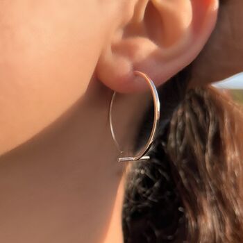 Minimalist Bar Sterling Silver Hoop Earrings, 3 of 8