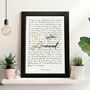 Metallic Personalised Handwritten Song Lyrics Print, thumbnail 1 of 8