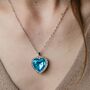 Titanic Blue Large Zircon Heart Pendant Necklace, thumbnail 2 of 7