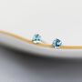 Sterling Silver March Birthstone Aquamarine Blue Cz Stud Earrings, thumbnail 7 of 12