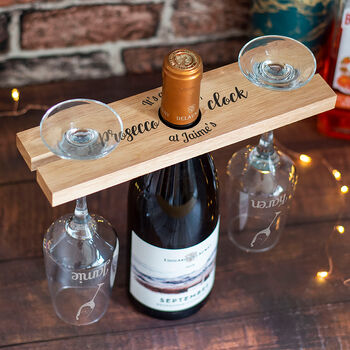 Wine Or Prosecco O'clock Butler And Glasses Holder, 2 of 5