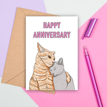 Cat Lovers Wedding Anniversary Card, 2 of 2