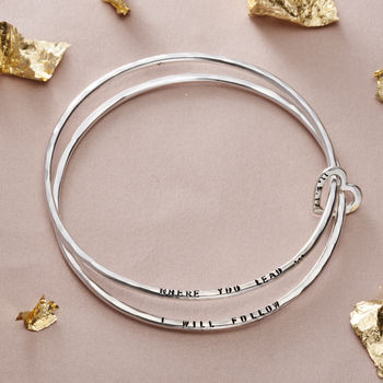 Personalised Double Bangle With Heart, 5 of 7