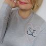 Hand Embroidered Initial Love Heart Sweatshirt, thumbnail 1 of 5