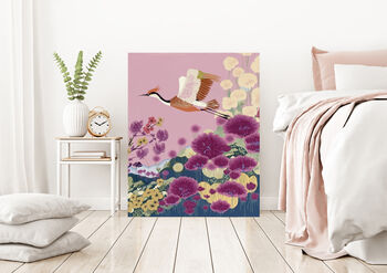 Flying Crane Japanese Art Print, 5 of 5