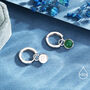 Sterling Silver Dangling Green Onyx Hoop Earrings, thumbnail 3 of 11