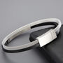 Sleek Black Stainless Steel And Leather Men's Bracelet, thumbnail 4 of 6