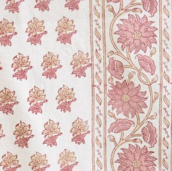 Peony Pink Hand Block Print Tablecloth, 4 of 4