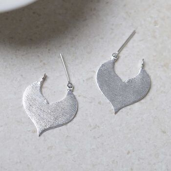 Sterling Silver Love Leaf Drop Earrings, 4 of 7