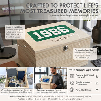 Personalised Year Milestone Wooden Memory Box 18th, 21st, 50th Birthday And Anniversary Gift, 6 of 12