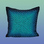 Crocheted Cotton Cushion Turquoise / Blue, thumbnail 1 of 2