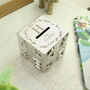 Personalised Abc Money Box – Baby Keepsake For Christening Or New Baby Gift, thumbnail 1 of 4