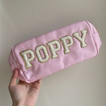 Personalised Nylon Large Pouch Patch Toiletry Makeup Cosmetic Bag, 3 of 4