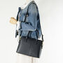 Navy Structured Classic Leather Handbag, thumbnail 3 of 9