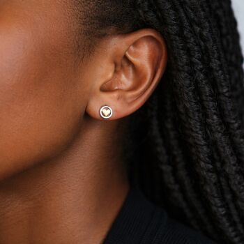Sterling Silver And Gold Heart Stud Earrings – 8mm, 2 of 9