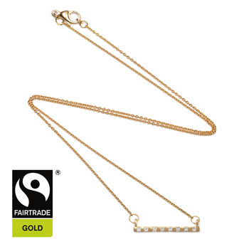 18ct Fairtrade Gold Bar Necklace With Diamonds, 2 of 5