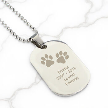 Personalised Paw Prints Stainless Steel Dog Tag Necklace, 4 of 12