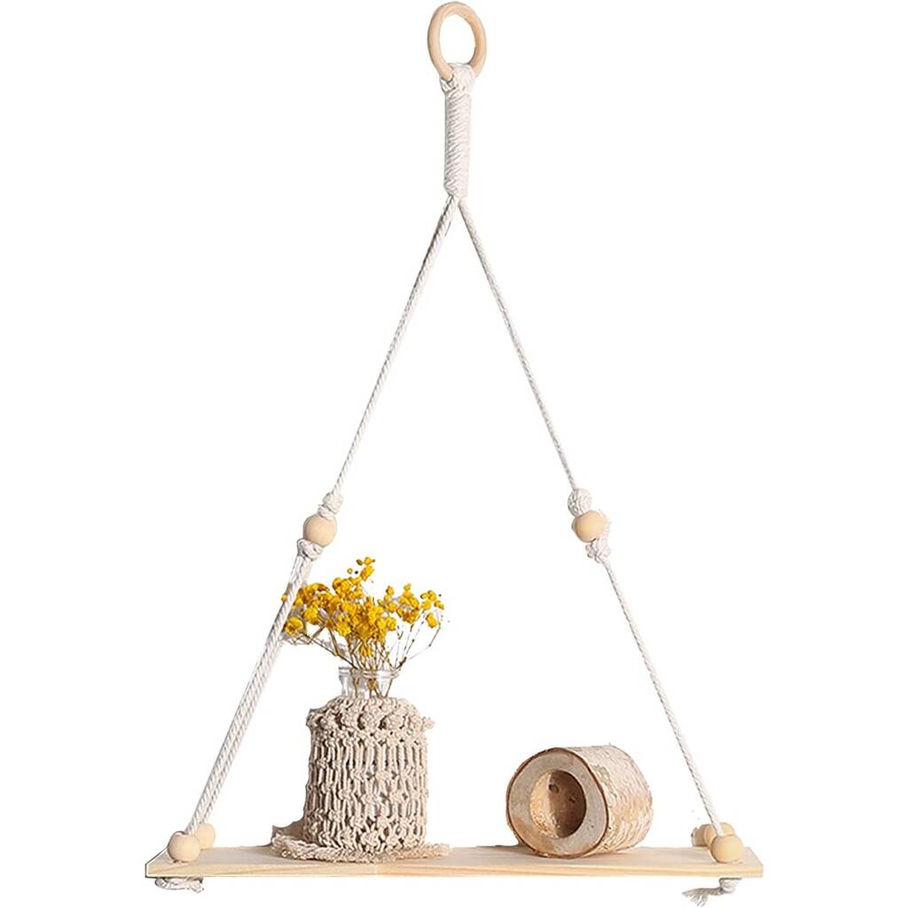 Simple Macrame Cotton Rope Wall Hanging Shelf By Momentum